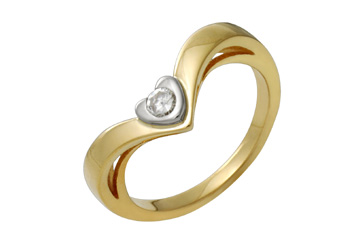 1/10 Carat Diamond Heart Shape 14K Two Tone Ring