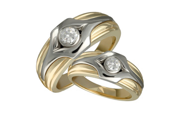 6/10 Carat Diamond Two Tone Wedding Band Set