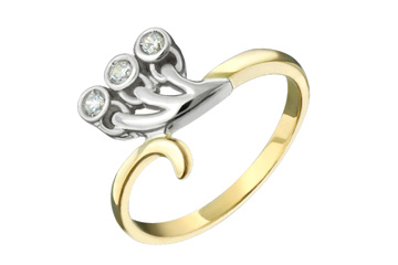 Yellow & White Gold 3-Stone Diamond Ring