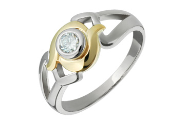 3/20 Carat Yellow & White Gold Diamond Ring