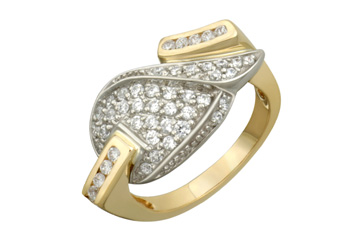 33/50 Carat Two Tone 14K Swan Diamond Ring
