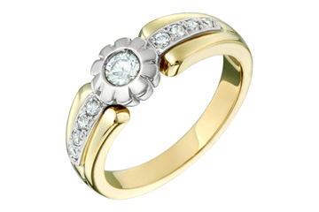 9/25 Carat Two Tone Diamond Floral Ring