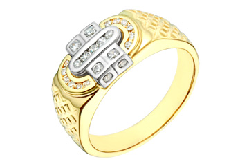 2/9 Carat Two-Tone 14kt Diamond Carved Ring