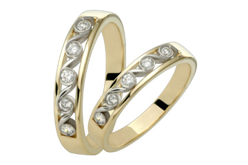 4/25 Carat Diamond Two Tone Matching Wedding Band Set