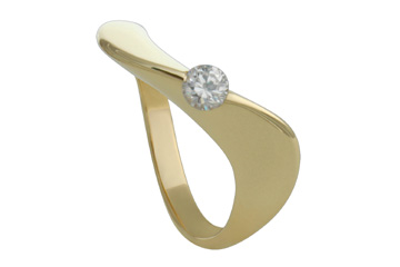 1/5 Carat Yellow Gold Curvaceous Solitaire Diamond Ring