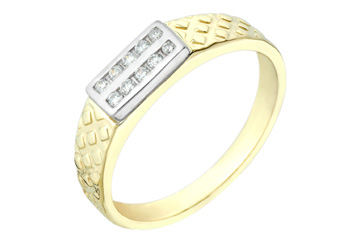3/20 Carat Diamond Two-Tone Carved Ring
