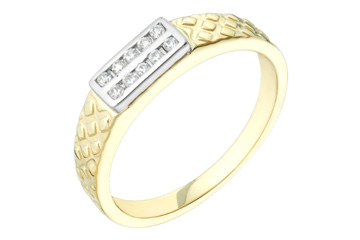 1/10 Carat Carved Two-Tone Diamond Ring