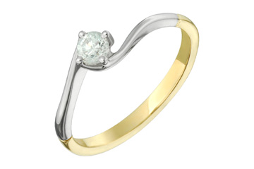 3/20 Carat Solitaire Yellow & White Gold Diamond Ring