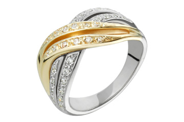 8/25 Carat Yellow & White Gold Weaved Diamond Ring