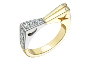 1/4 Carat Two-Tone Star & Moon Diamond Ring