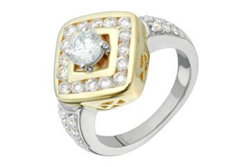 1 27/50 Carat Square Top Two-Tone Diamond Ring