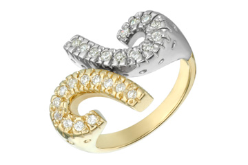 9/25 Carat Yellow & White Gold Half-Hearted Diamond Ring