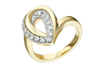 3/10 Carat Pear-Shape Yellow Gold Diamond Ring