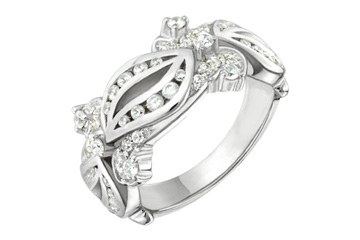 7/10 Carat White Gold 14kt Crafted Diamond Ring