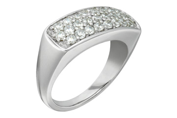 3/4 Carat White Gold Bead-Set Diamond Ring