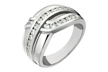 18/25 Carat White Gold Channel-Set 14kt Diamond Ring