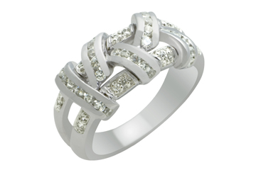 12/25 Carat White Gold 14kt Interweaved Diamond Ring