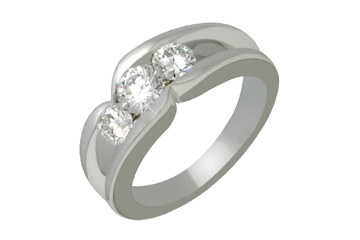 9/20 Carat White Gold 14kt Three-Stone Diamond Ring