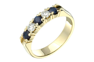 1/5 Carat Diamond & Blue Sapphire Semi-Eternity Ring
