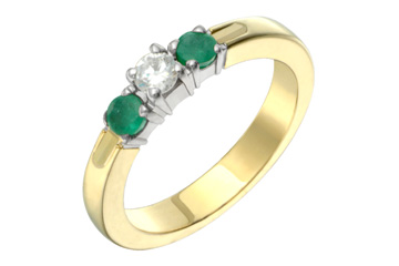 3/20 Carat Emerald & Diamond Two Tone Ring