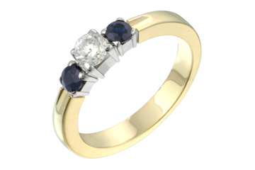 1/4 Carat Diamond & Blue Sapphire Two Tone Ring