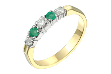 2/11 Carat Emerald & Diamond Semi-Eternity Ring