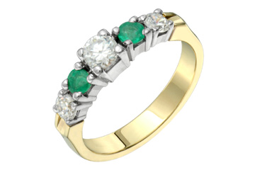 1/2 Carat Diamond & Emerald Semi-Eternity Ring