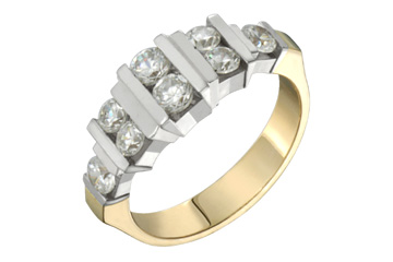 1 Carat Diamond 14K Yellow and White Gold Anniversary Ring