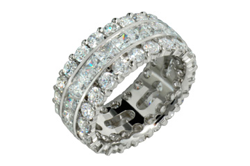 5 47/50 Carat Diamond 14K White Gold Trio Eternity Ring