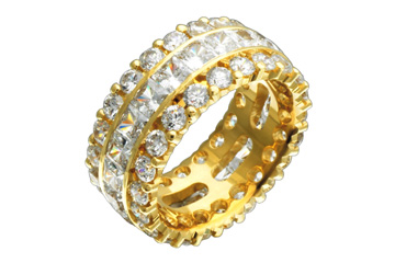 5 47/50 Carat Diamond 14K Yellow Gold Trio Eternity Ring