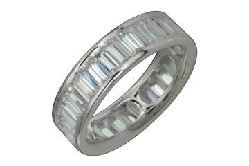 3 9/10 Carat White Gold 14K Baguette Diamond Eternity Ring