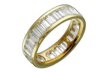 3 9/10 Carat Baguette Diamond 14K Yellow Gold Eternity Ring