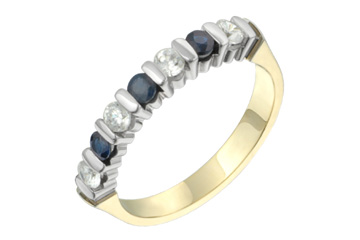 6/25 Carat Two-Tone Blue Sapphire & Diamond Semi-Eternity Ring