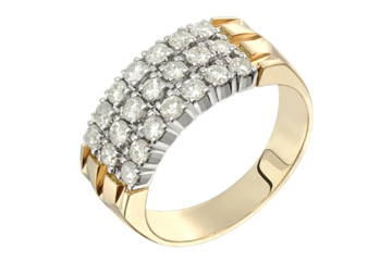 3/4 Carat Two-Tone Three Row Diamond Semi-Eternity Ring
