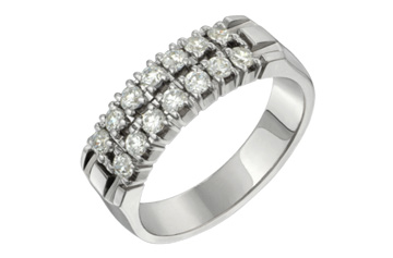 1/2 Carat White Gold 14K Two Row Semi-Eternity Ring