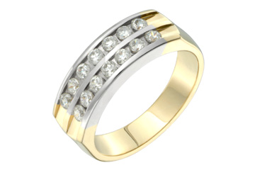 1/2 Carat Yellow & White Gold Double Row Diamond Ring