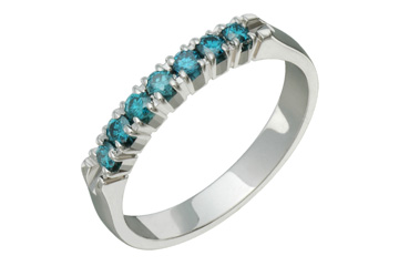 1/4 Carat Blue Diamond White Gold Semi-Eternity Ring