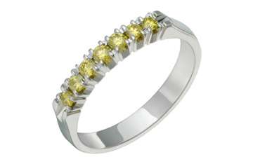 1/4 Carat White Gold Semi-Eternity Yellow Diamond Ring