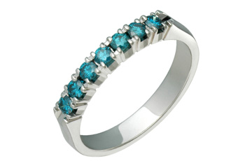 7/20 Carat 7-Stone Blue Diamond White Gold Semi-Eternity Ring