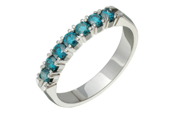 1/2 Carat White Gold Blue Diamond 7-Stone Ring