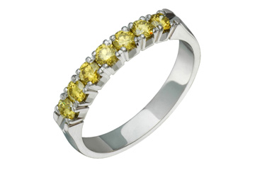 1/2 Carat Yellow Diamond 7-Stone White Gold Ring