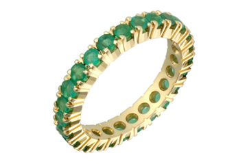 14K Yellow Gold Emerald Eternity Ring