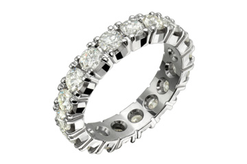 3 3/5 Carat White Gold 4-Claw Diamond Eternity Ring