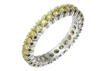 1 Carat Yellow Diamond White Gold Eternity Ring