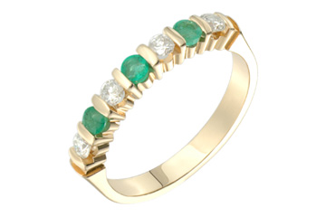 6/25 Carat Diamond & Emerald Semi-Eternity Ring