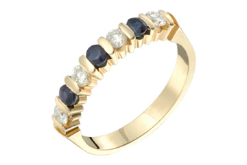 6/25 Carat Diamond & Blue Sapphire Semi-Eternity Ring