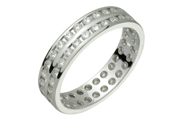 1 1/2 Carat 14kt White Gold Double Row Diamond Eternity Ring