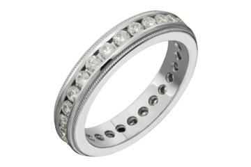 1 Carat Diamond White Gold Channel Eternity Ring With Beaded Carving