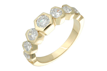 1 Carat Diamond Carved Yellow Gold Semi-Eternity Ring