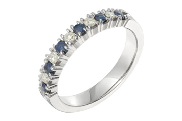 9/50 Carat Sapphire & Diamond White Gold Semi-Eternity Ring